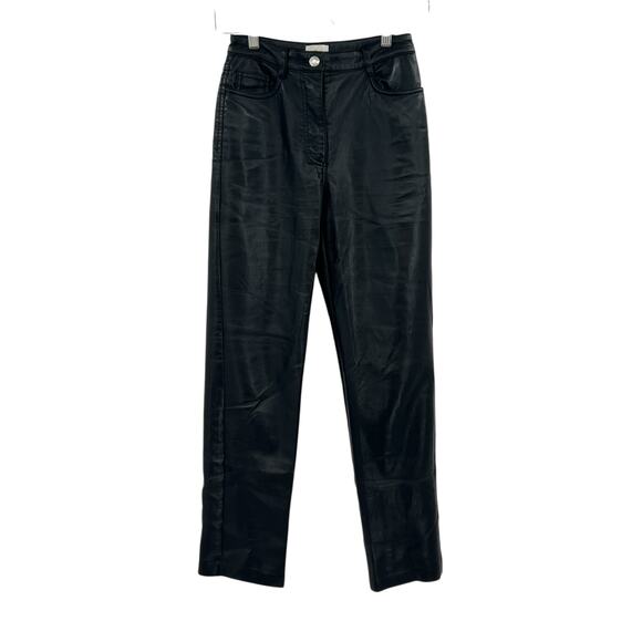 Aritzia Wilfred The Melina Pant Faux Vegan Leather High Waist Black Size 0 - Picture 2 of 13